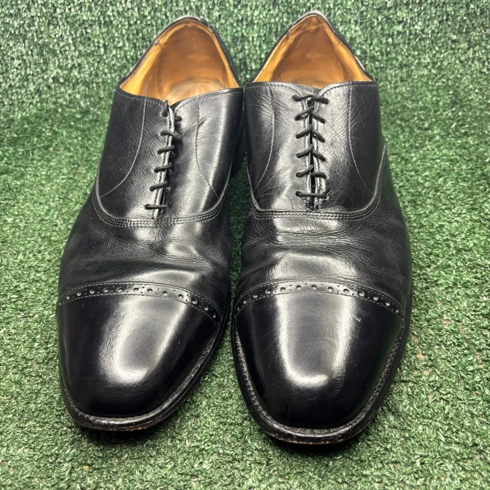 Allen Edmonds Byron Perforated Cap Toe Classic Oxford Black Leather Mens Sz 13 D